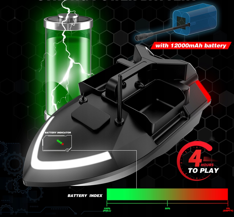 ŁÓDKA ZANĘTOWA WĘDKARSKA FLYTEC 3 GPS AUTO POWRÓT 2X AKUMULATOR 12000MAH Zasięg 500 m