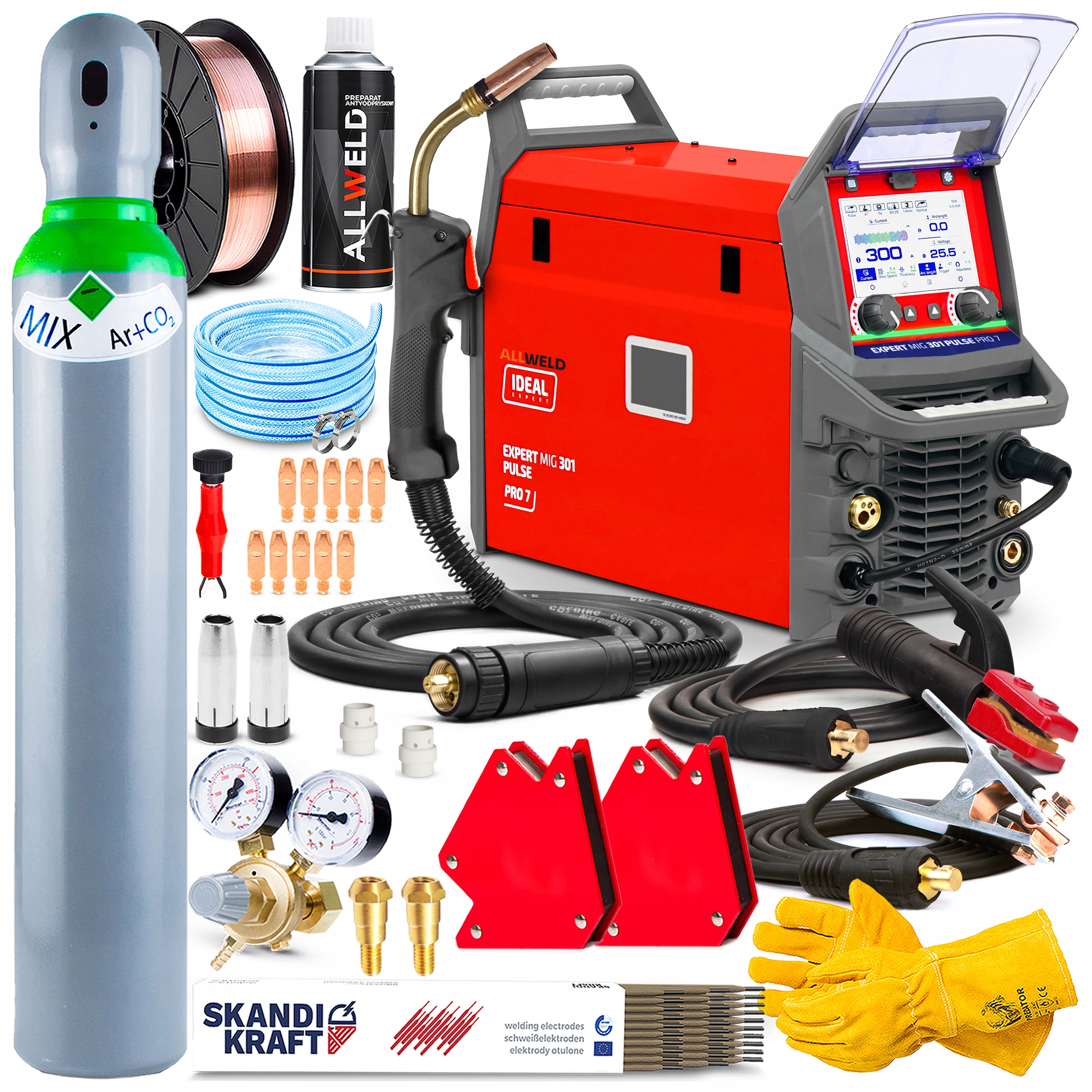 Svářečka Ideal Expert Mig 301 Pulse PRO7 LCD Mma Tig Lift 400V 300A 4R Flux