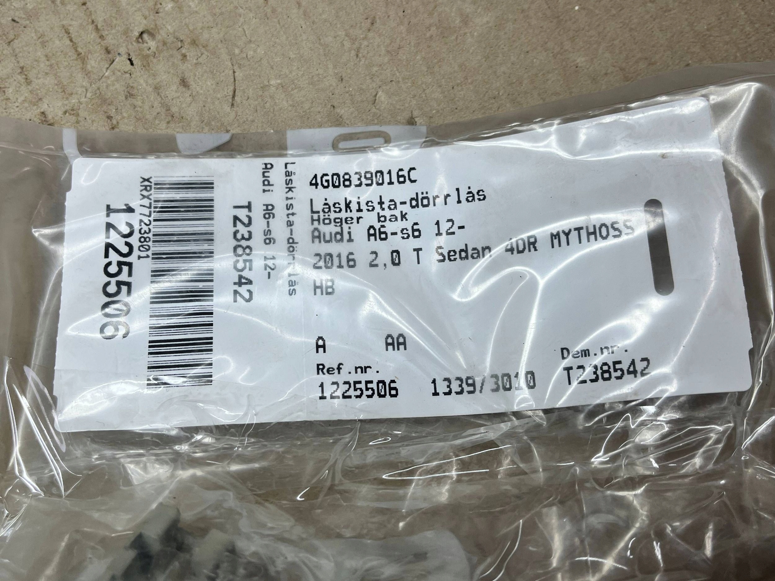 Schloß Tür tylnych Audi A6 S6 C7 4G 4G0839016C
