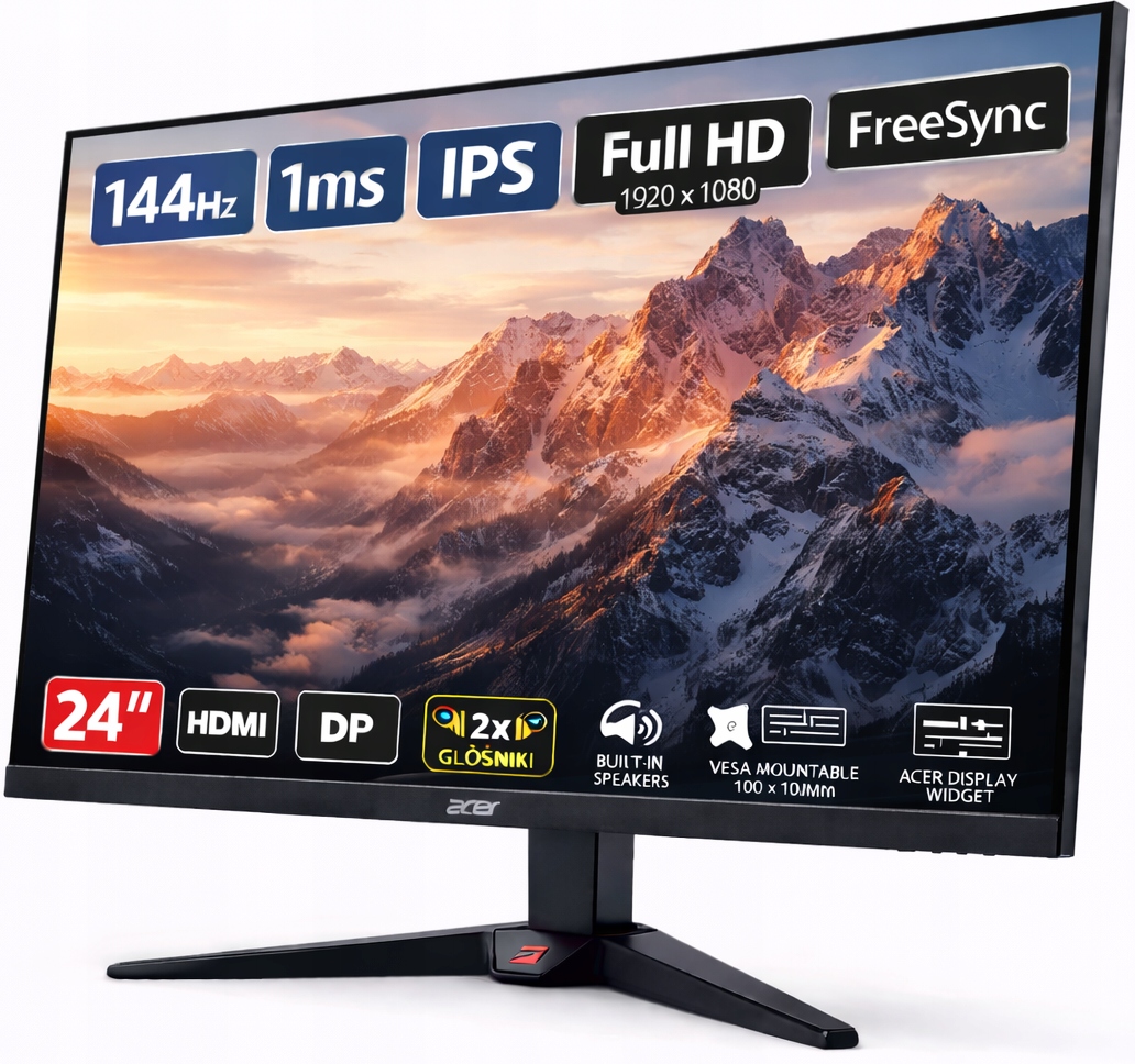 Monitor Acer Nitro 24" Ips 144Hz 1ms FreeSync Full Hd Hdmi Dp Głośniki