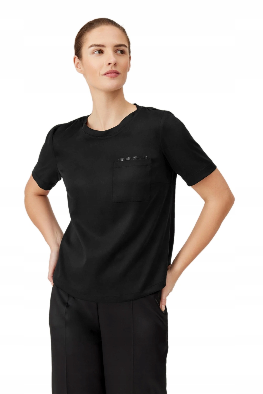 Dámské Tričko Černé Tričko Feria Krátký Rukáv Viskóza 38