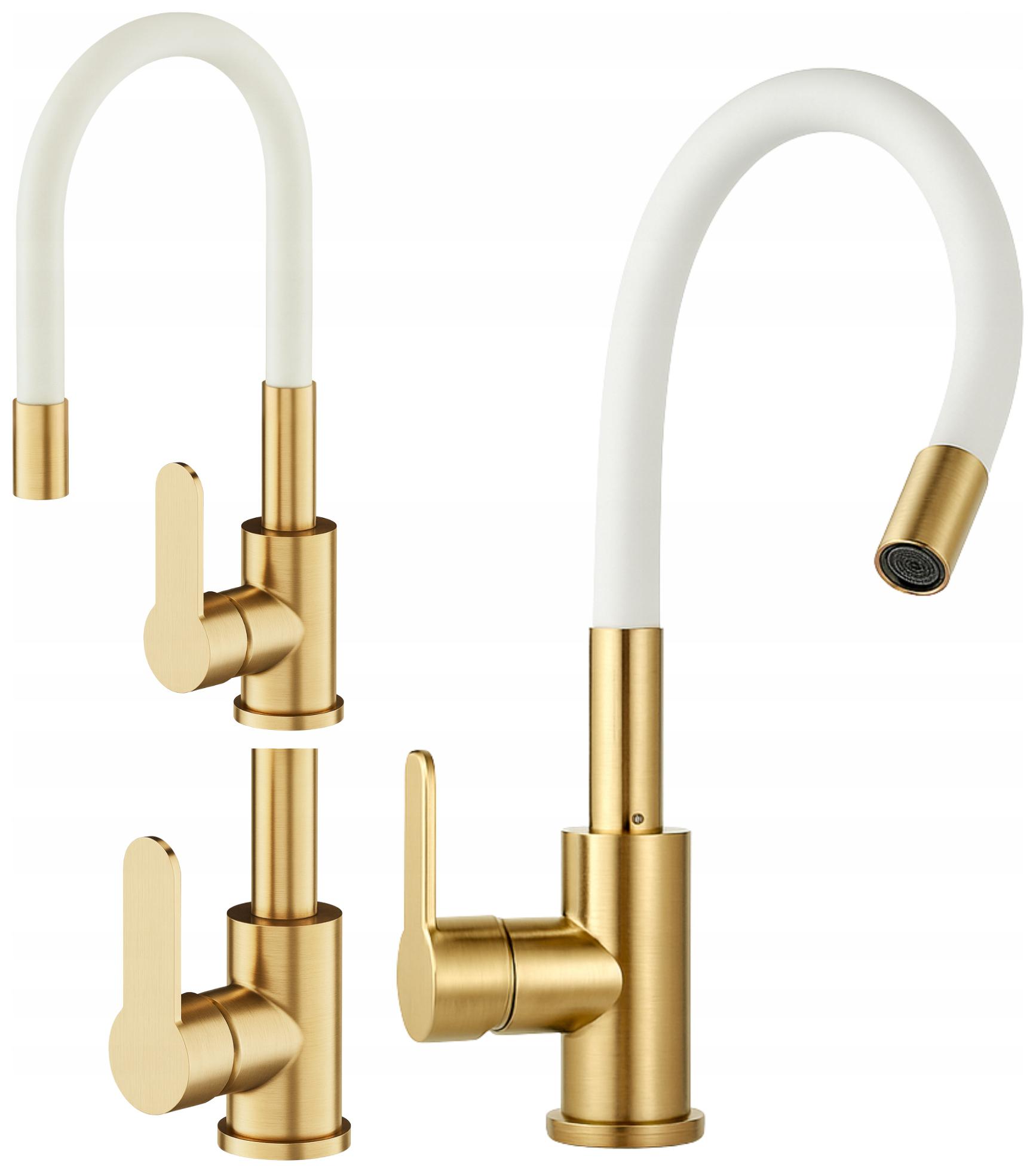 Bateria Kuchenna Stojąca elastyczna Grado kran do kuchni złoto szczotkowane