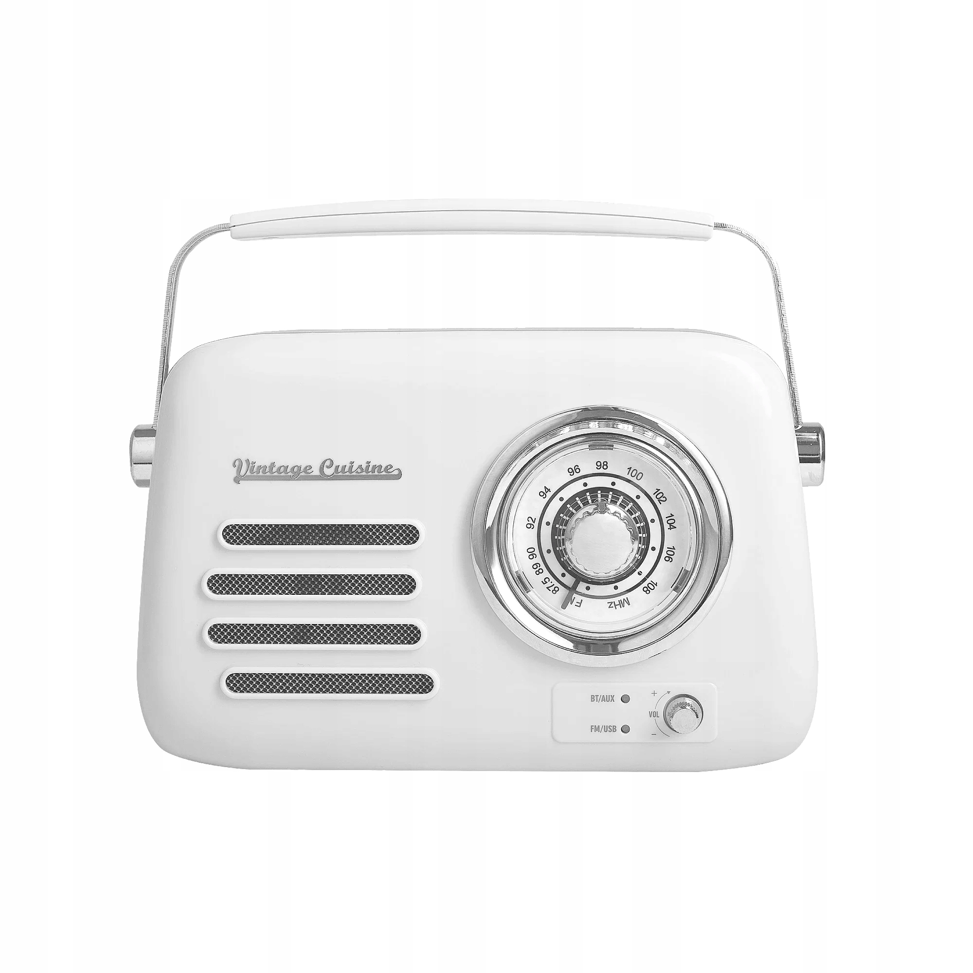 Radio Głośnik Bluetooth Fm Vintage Cuisine Chrom Białe