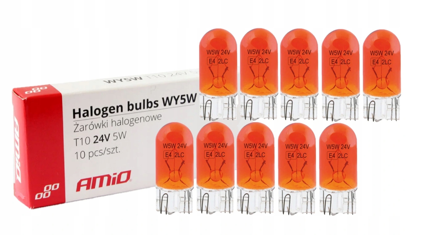 

Żarówki Halogenowe WY5W T10 5W Amber 24V 10szt