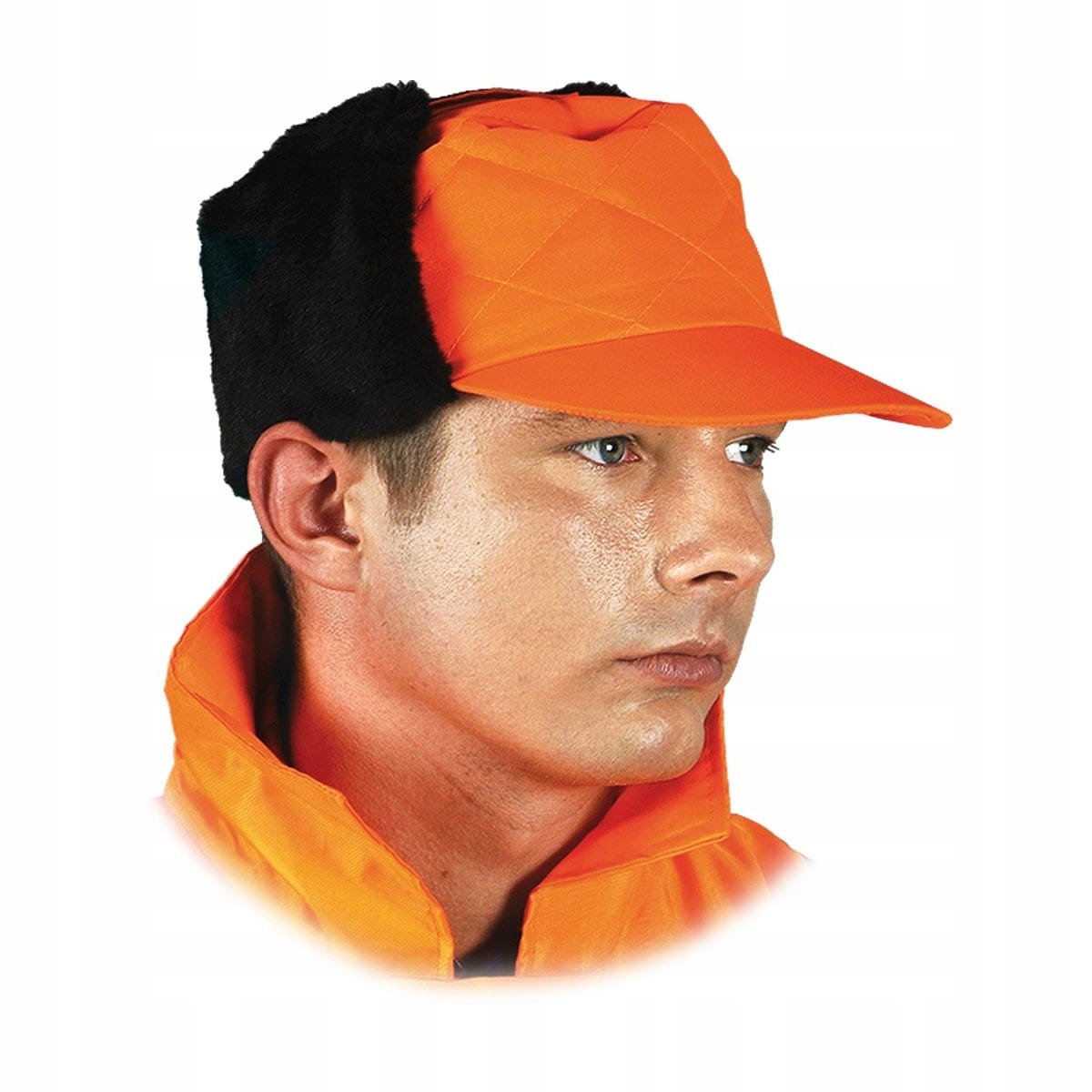 

Czapka zimowa z daszkiem uszanka pomarańcz r.58