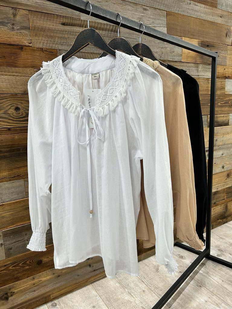 By O La La! Boho Halenka S Bavlněnou Krajkou, Černá, Univerzální