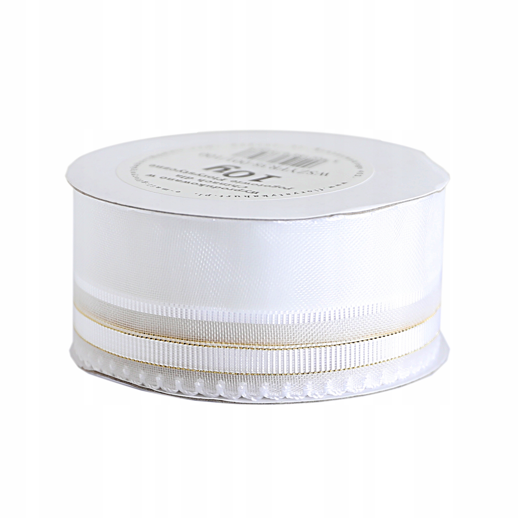 

Wstążka szyfonowa Paski Ryps Silver/gold 38mmx9mb