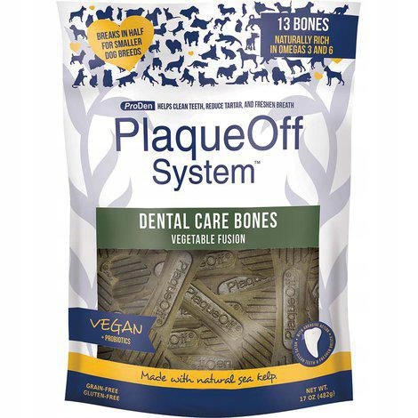 Levně Plaqueoff Dental Bones Vegetable 480G Zeleninové dentální kosti pro psy, 480g