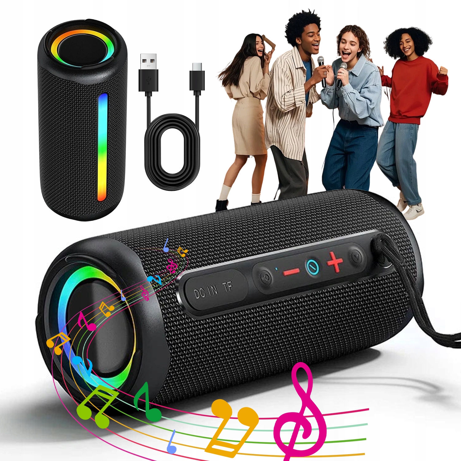 Bezdrátový Bluetooth 5.3 Reproduktor S Rgb A Mikrofonem 30W 2000MAH