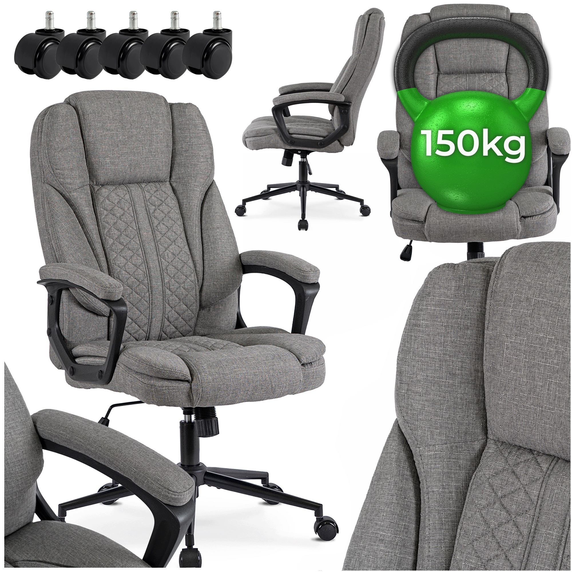 Kancelářská otočná židle Ergonomická židle K Psacímu Stolu Šedá Phonix