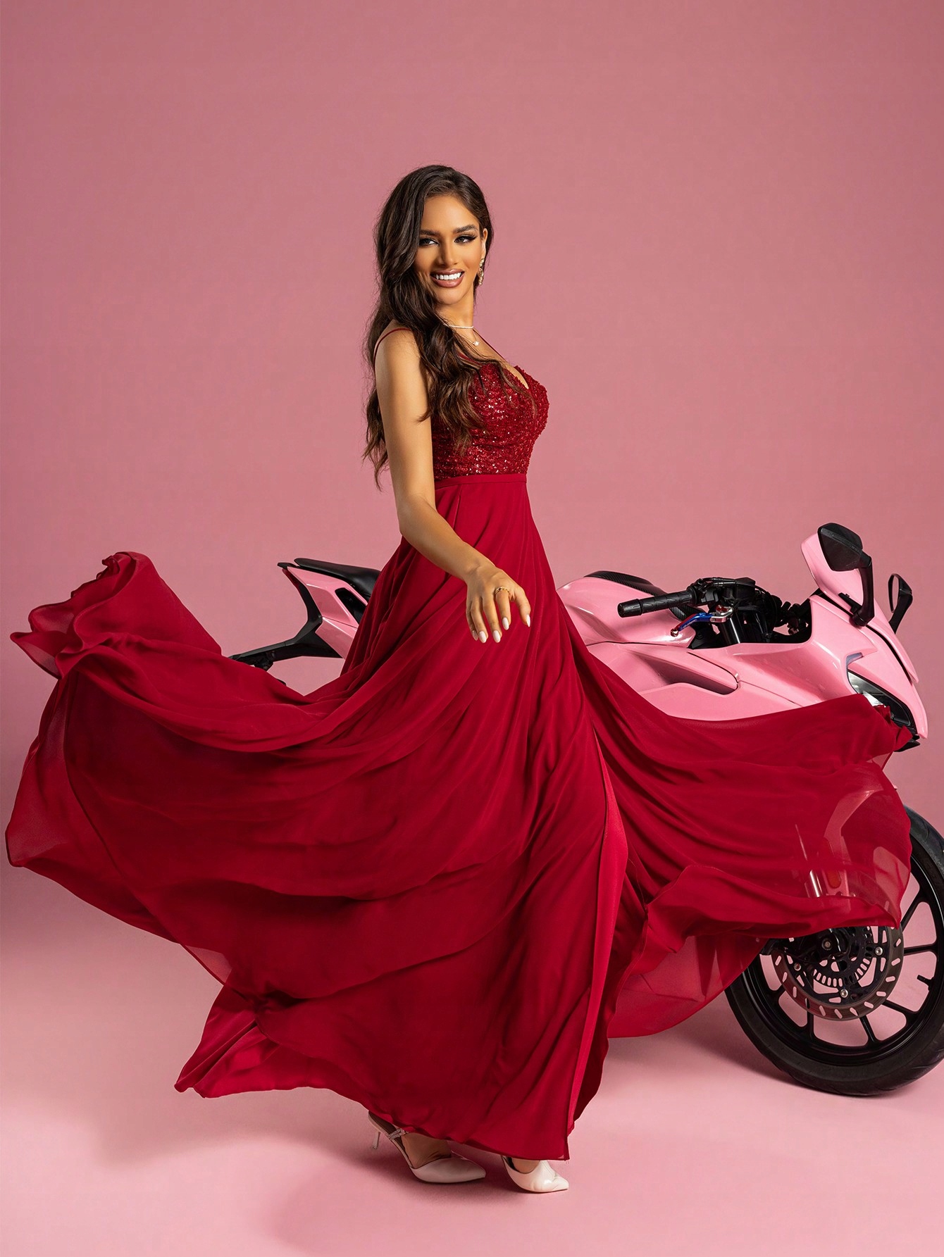 Vipgirl Červená Zdobená Šaty Maxi (s)