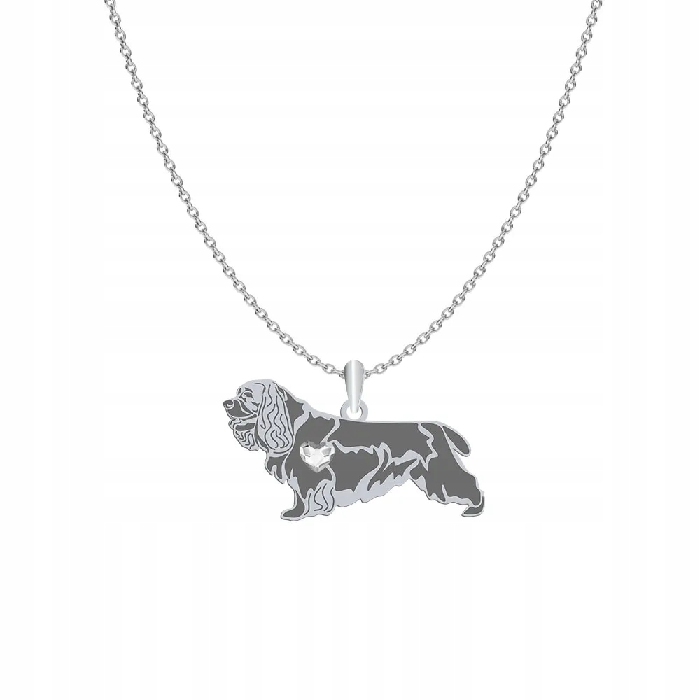 Stříbrný náhrdelník ze Sussex Spaniel 925 Šperky Řetízek Gravírování Bonus