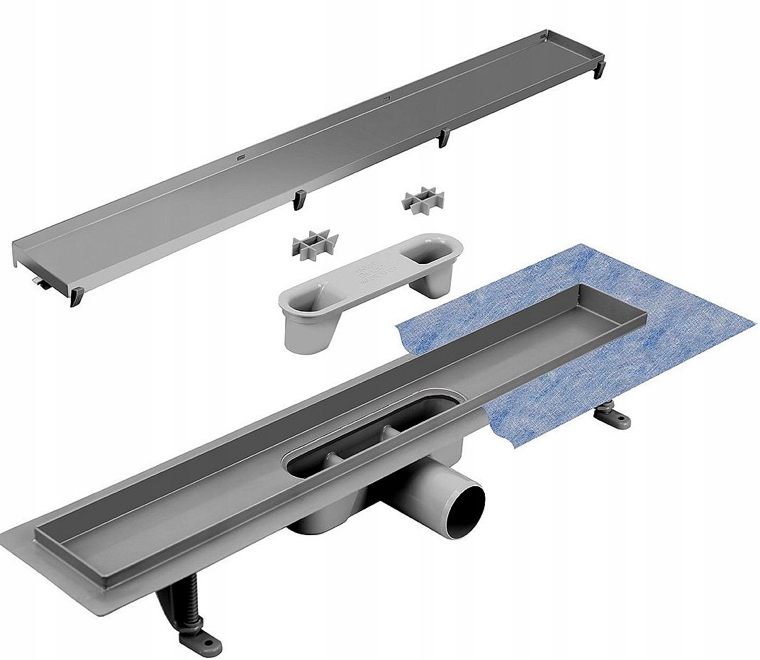 Lineárny odtok Besco Virgo Basic Duo 90 cm Chróm kartáčovaný 56 l/min 2v1