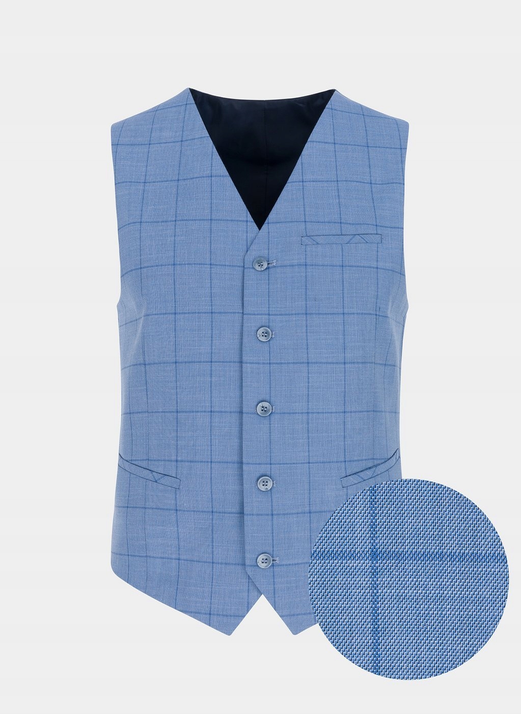Niebieska kamizelka męska w kratę Slim Fit Pako Lorente 56
