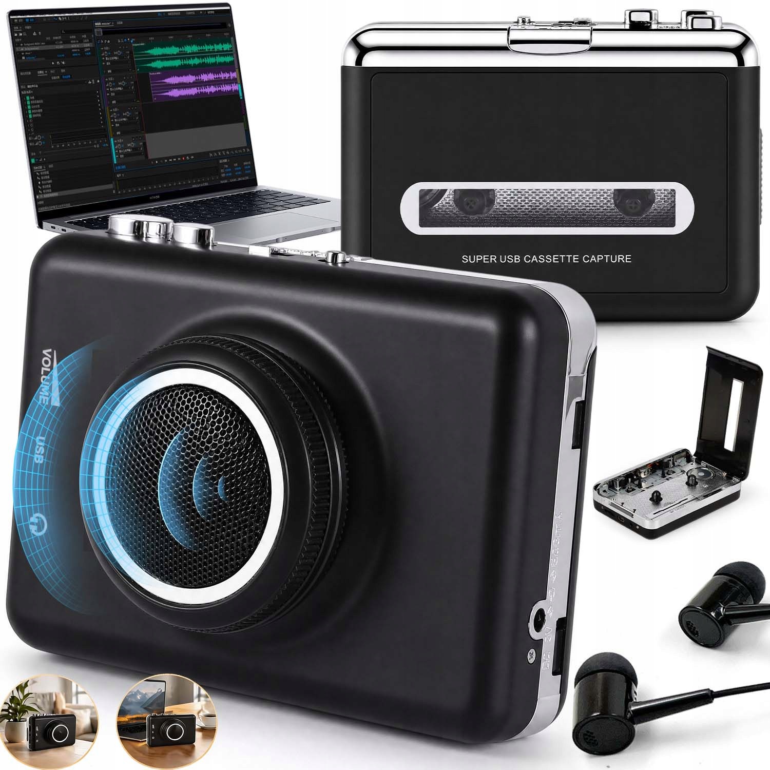 Kazetový Přehrávač Walkman Převodník Usb MP3 Přenosný Am Fm Přenosný