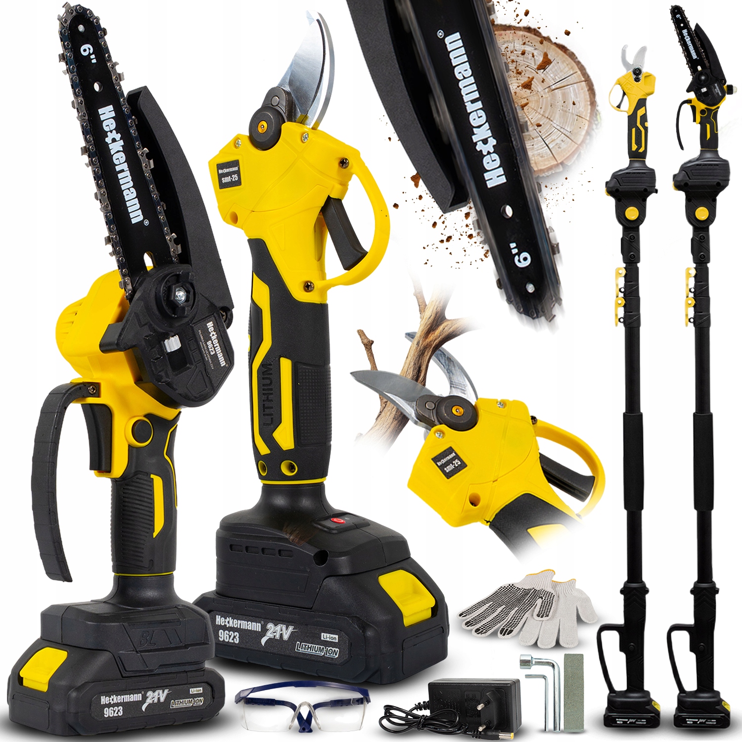 Piła Łańcuchowa Sekator Akumulatorowa Gałęziówka 2xAKU Wysięgnik 200 CM