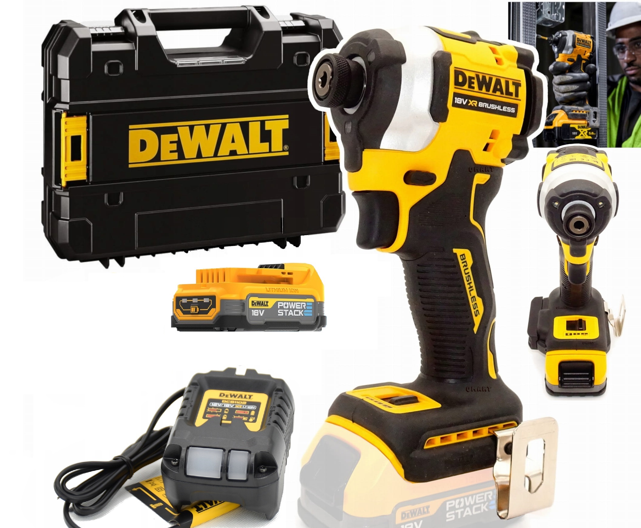 DeWalt DCF850E1T Zakrętarka udarowa 206Nm Zestaw PowerStack 1x1,7Ah 18V Xr