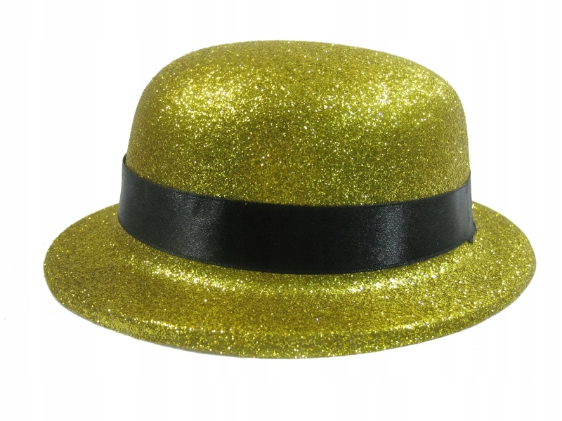 

Kapelusz-melonik z brokatem złoty