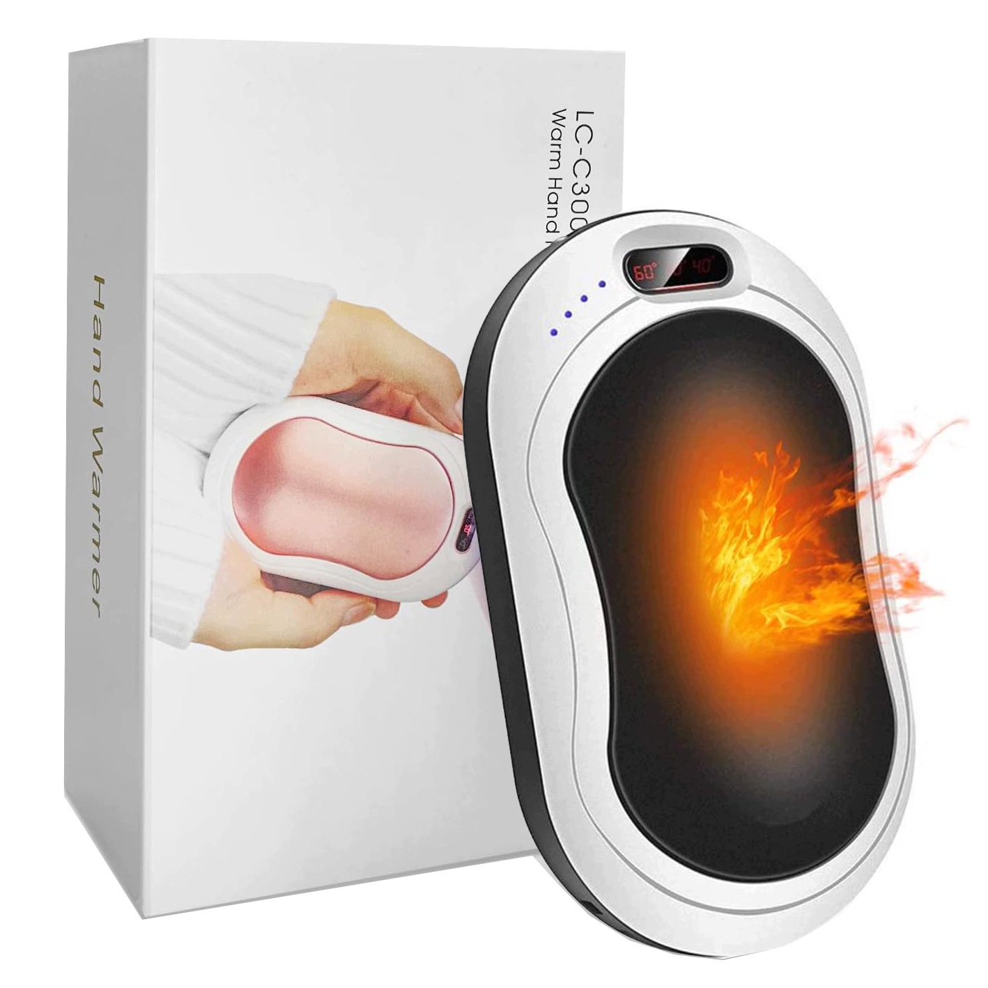 Ładowalny Ogrzewacz Do Rąk, Podgrzewacz Kieszonkowy/power Bank 3 Ustawienia Ciepła 40-60°C