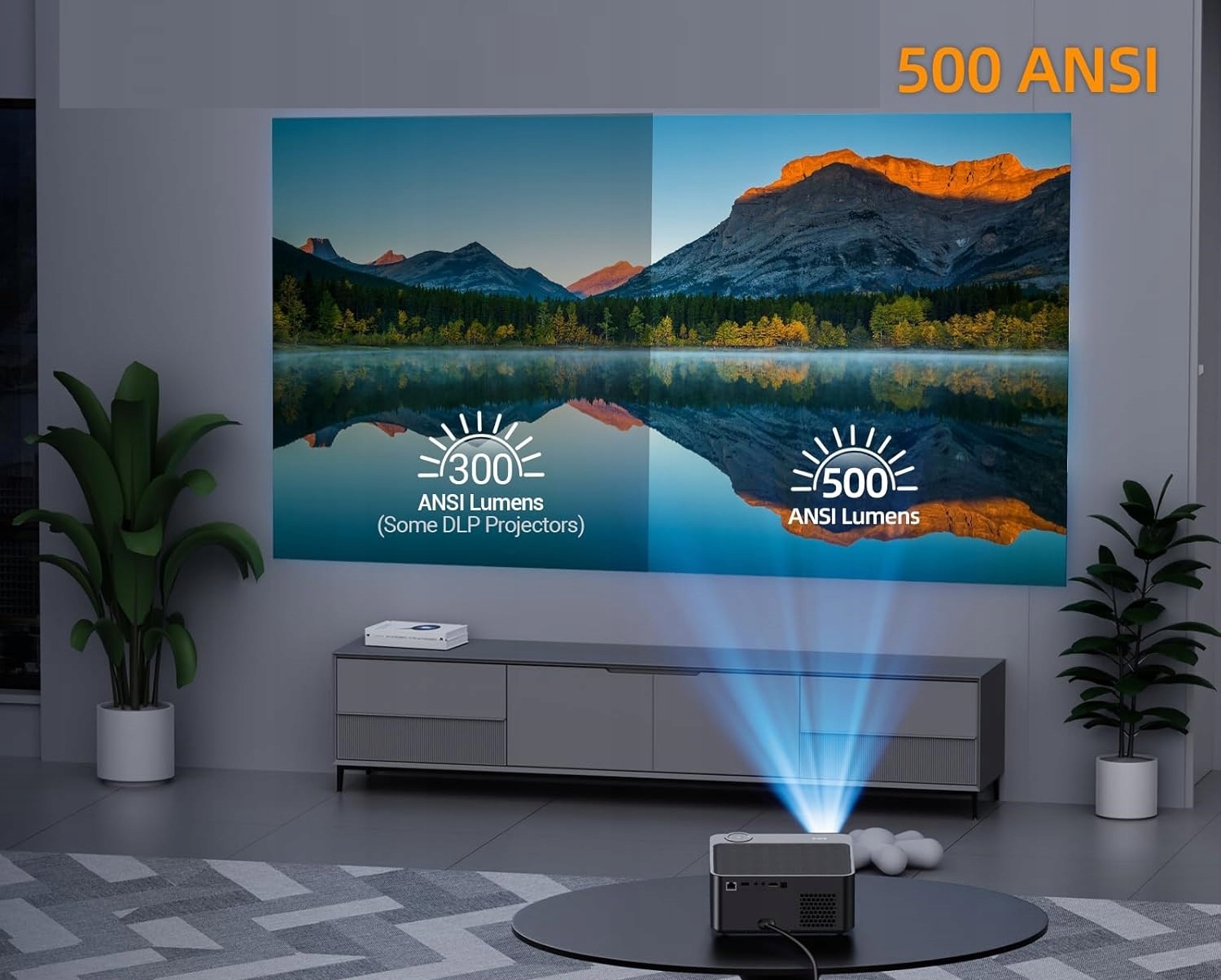 Smart Projektor LCD ANDROID 4K Netflix YouTube 1080P 500ANSI Autofokus Technologia wyświetlania LCD