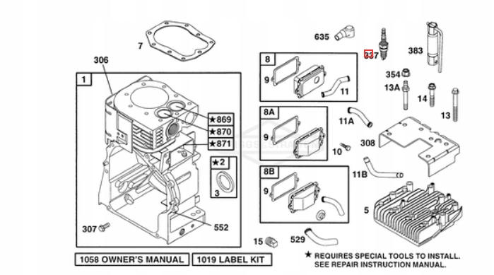 Oryginalna świeca BS do silnika B&S Kod producenta 992304