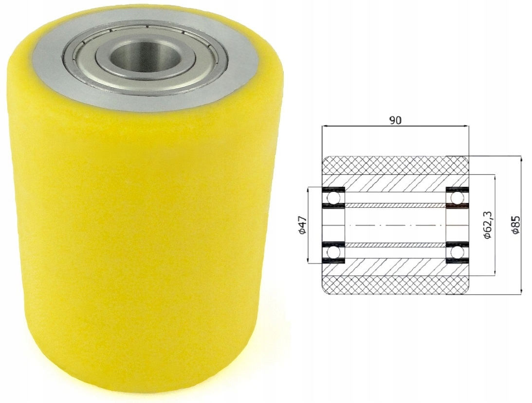 RAP Rolka poliuretanowa do wózków fi 85mm fi 20mm