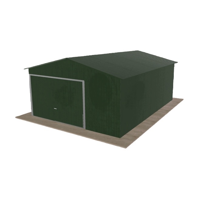 Plechová garáž 4.5 x 6 m jednopolohová, dvouspádová, zelená
