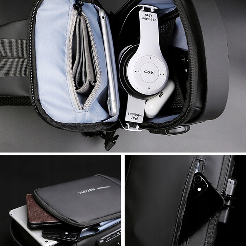 SASZETKA MĘSKA TORBA NERKA PLECAK WODOODPORNY USB Materiał dominujący tkanina