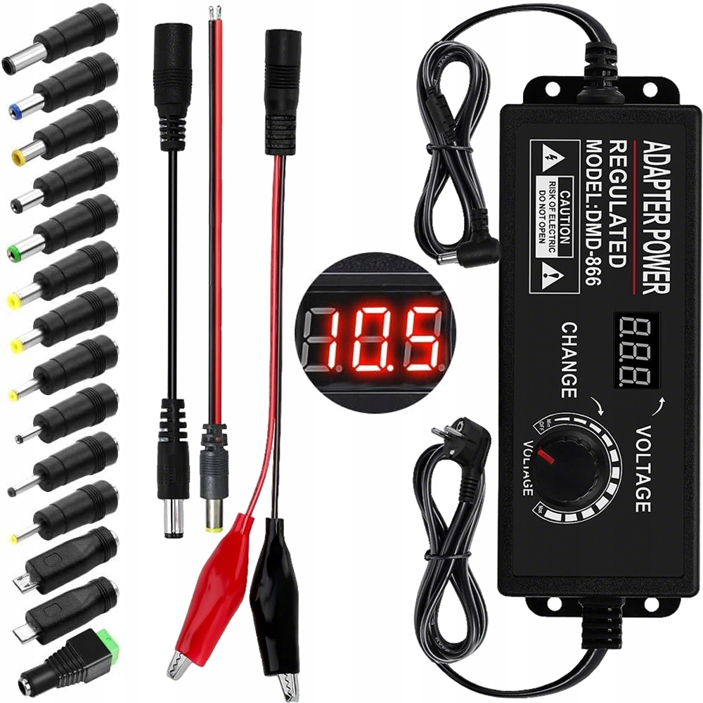 Zasilacz regulowany 3-36V DC 4A 144W uniwersalny 14 xAdapter