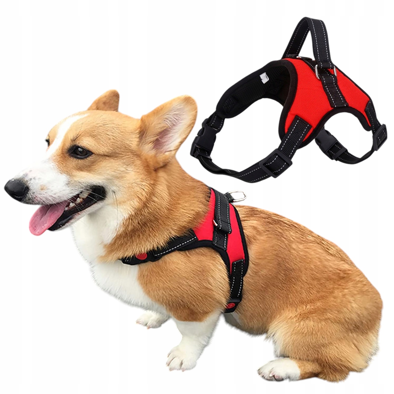 Pohodlné Postroje Pro Psa Nastavitelné, Prodyšné, S Odrazkami, Červené, M