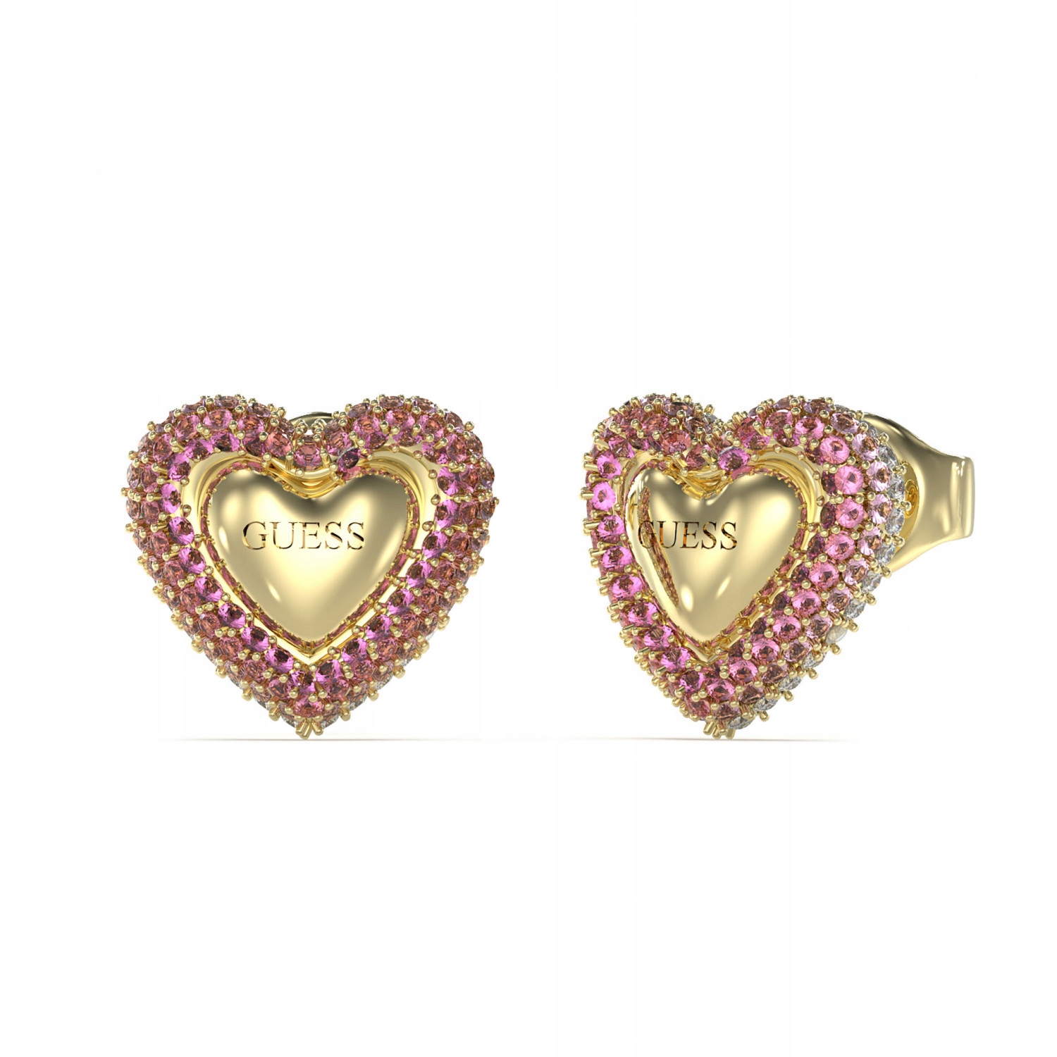 Náušnice Guess zlaté zirkon srdce