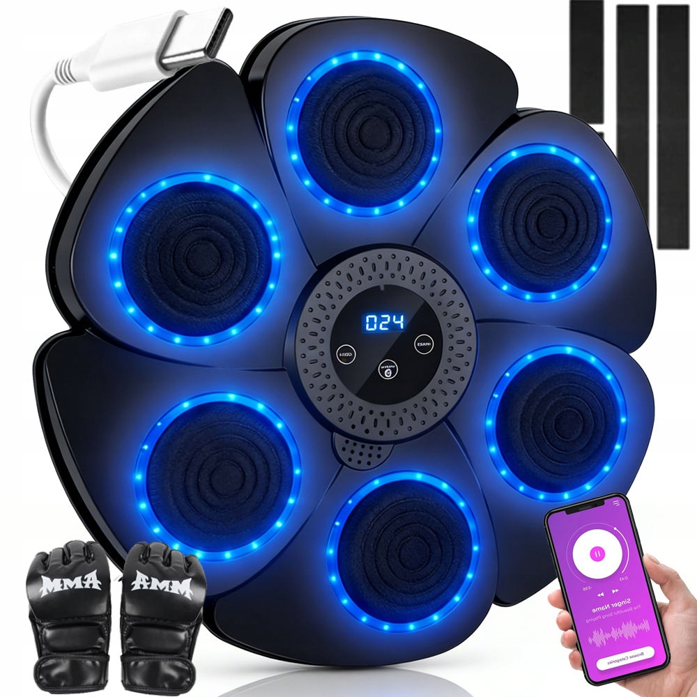 Maszyna Do Boksowania Inteligentna Tarcza Led Bt Z Głośnikami 18 Prędkości
