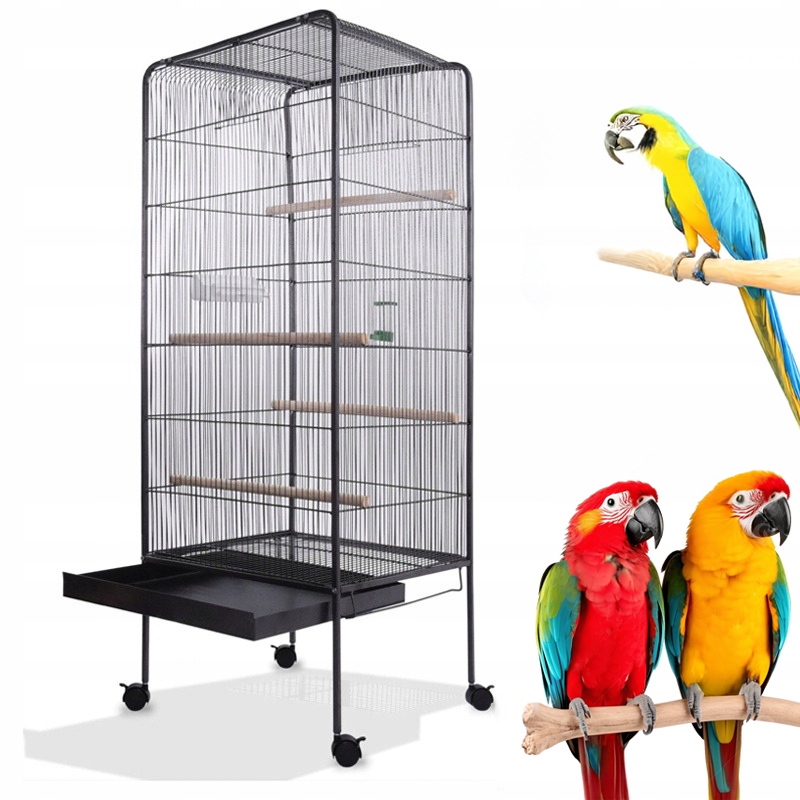 Klec Voliéra Velká Na Kolečkách Pro Papoušky Kanárky Exotického Ptactva 146 CM