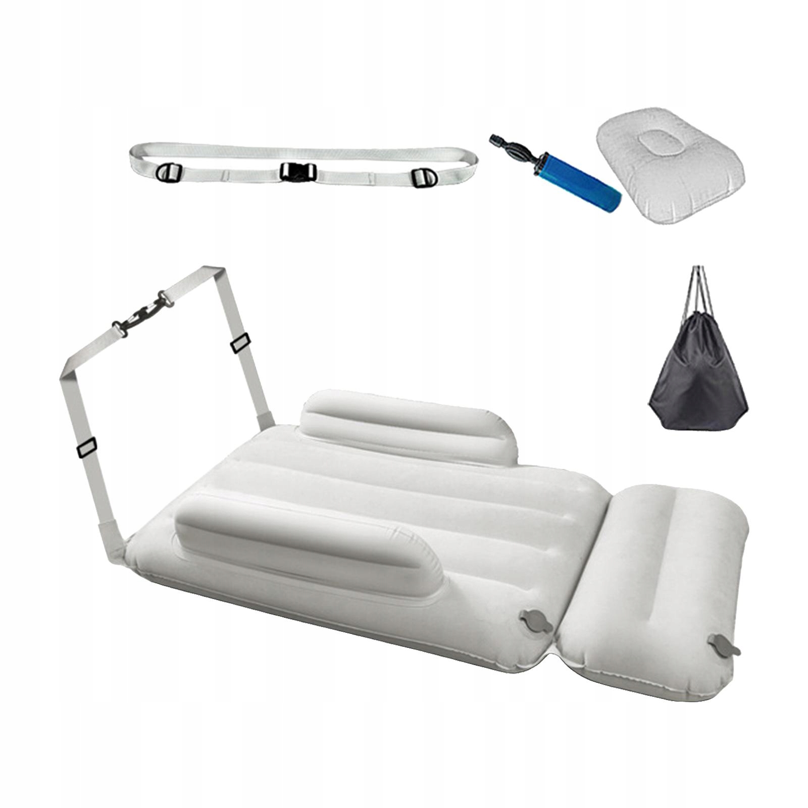 Inflatable Car Air Mattress Cushion Light Gray Marka bez marki