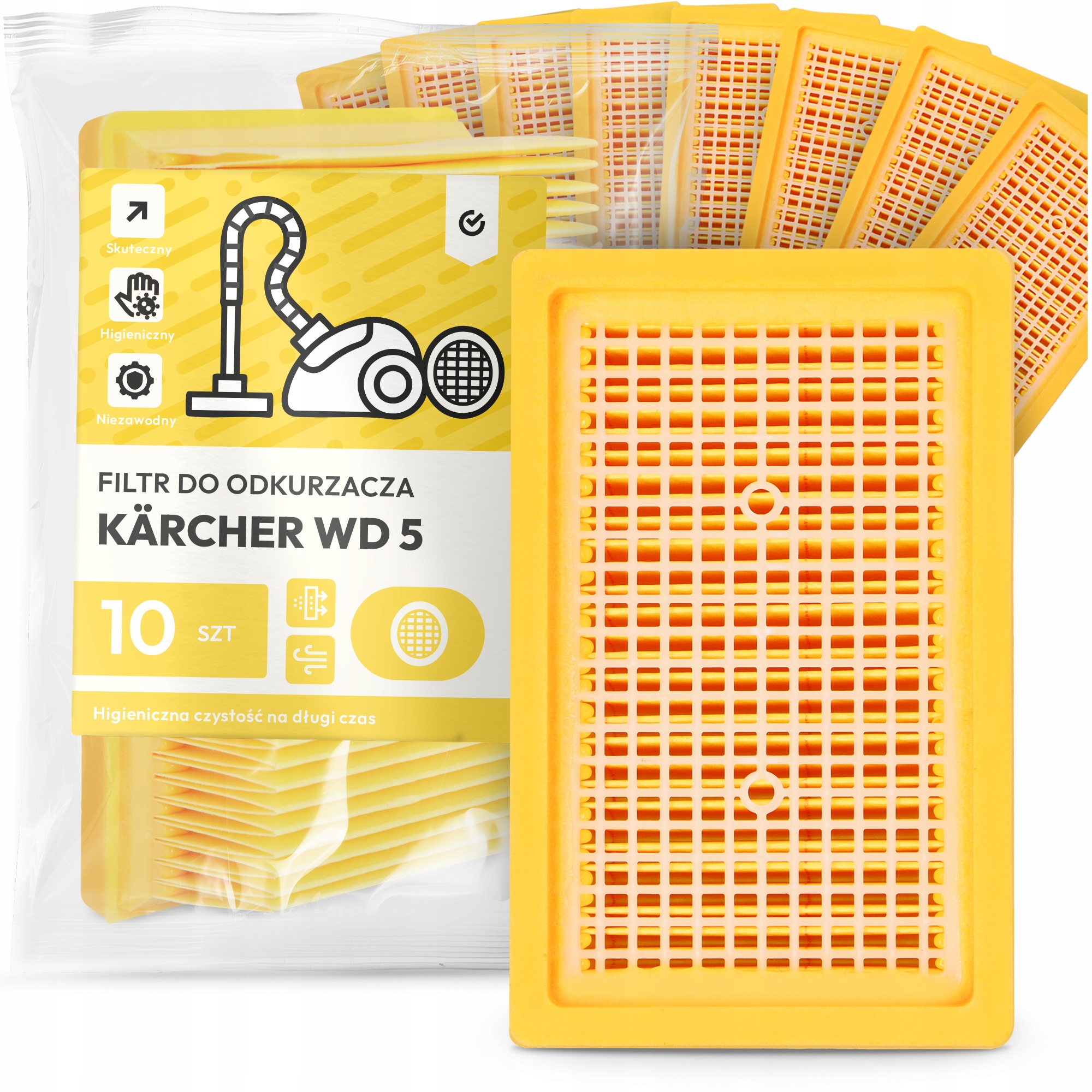 10 x Filtr Pro Vysavač Kärcher Wd 5 Vzduchu Vstupní plochý Filtry Em-w