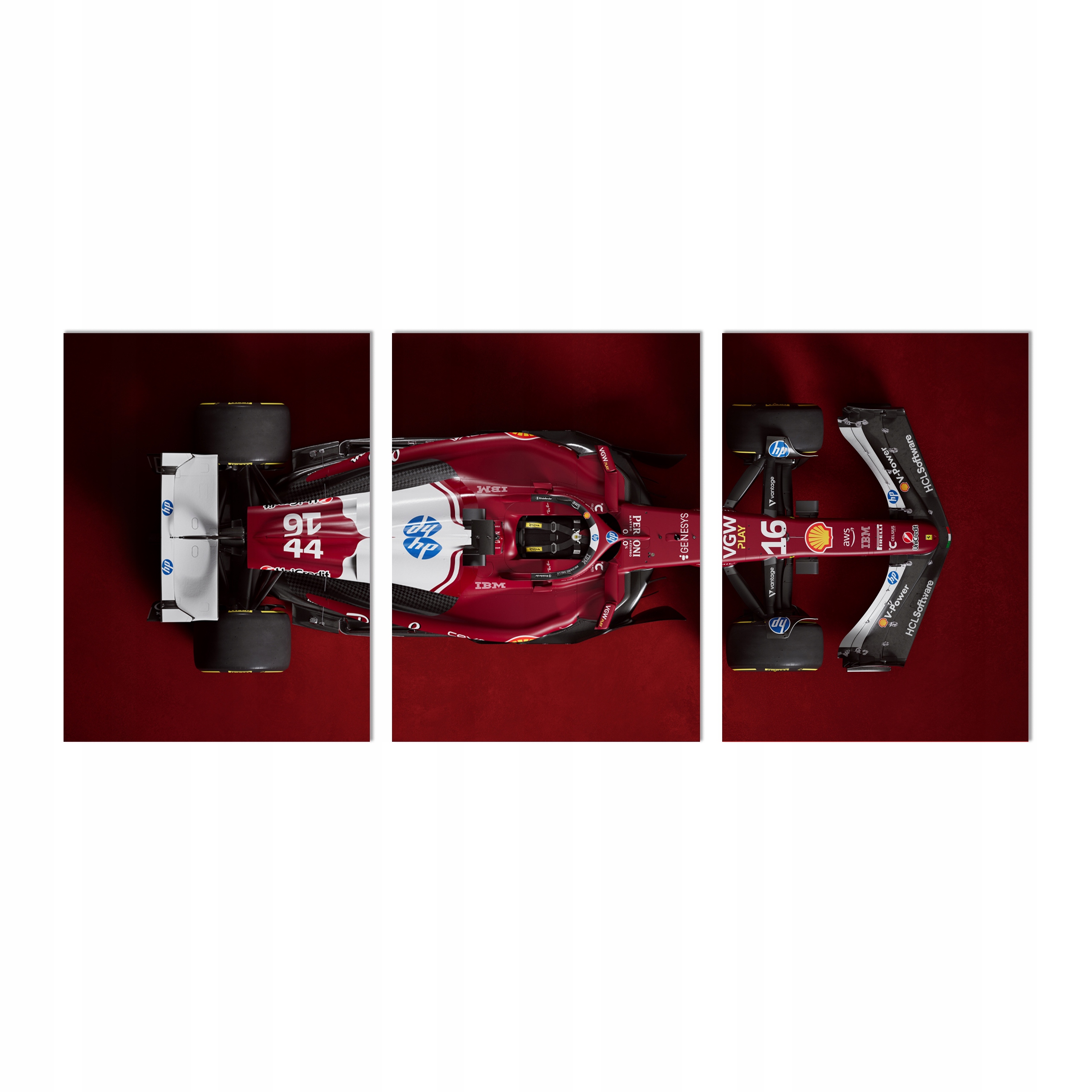 Obraz na zeď Lewis Hamilton Ferrari 2025 Formule 1 triptych 40x90 cm