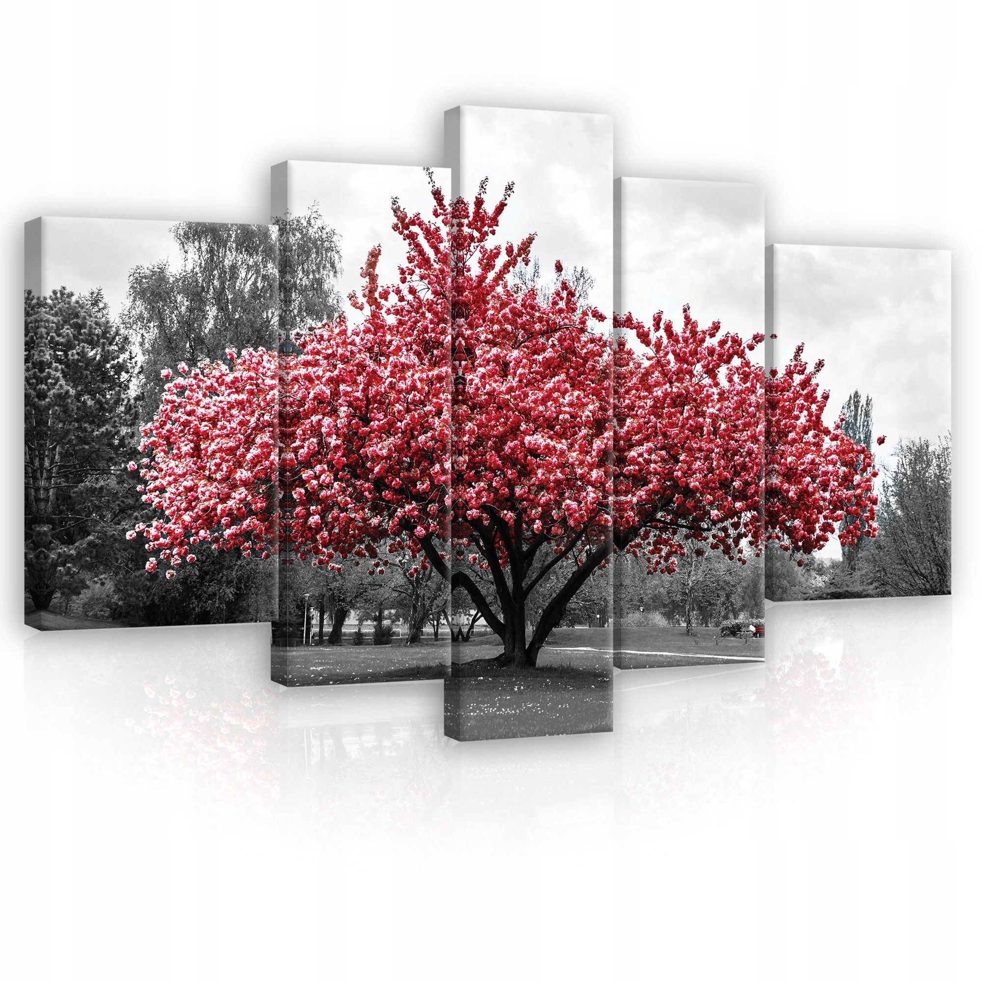 Obraz 170x100 modulárny diptych strom kvitnúci sakura červená kontrast