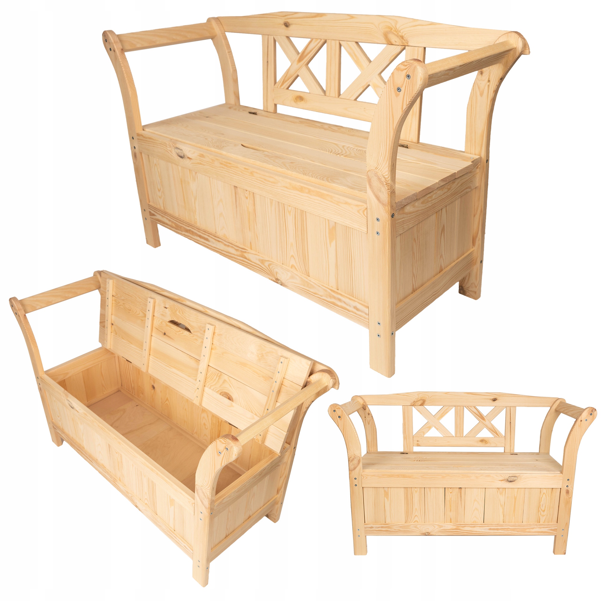 Dřevěná Zahradní Lavička S Úložným Prostorem A Opěradlem Na Terasu 119 cm