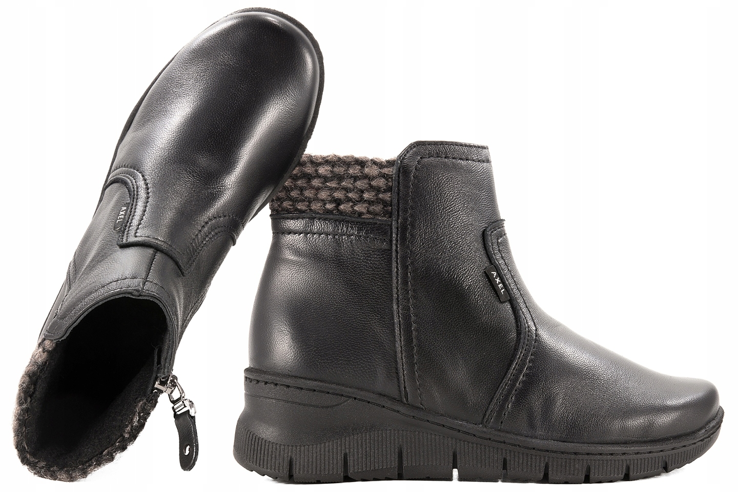 Axel 4504 Dámské Zimní Kozačky Na Klínku Kotníkové Boty Zateplené Kůží 37 Černá