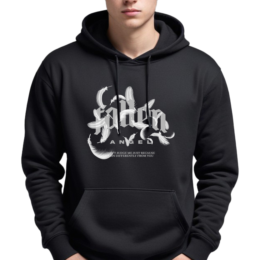 Pánská Mikina Hoodie S Kapucí Černá Streatwear Módní Fallen Angel Vel M