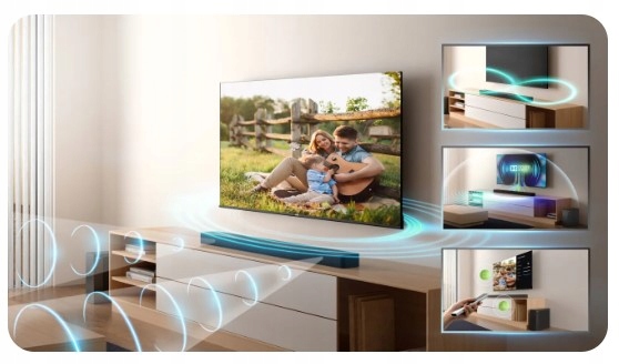 Soundbar Hisense HS2100 Głośnik 240W Bluetooth 2.1 CH Mocny Bass Głębokość produktu 9 cm