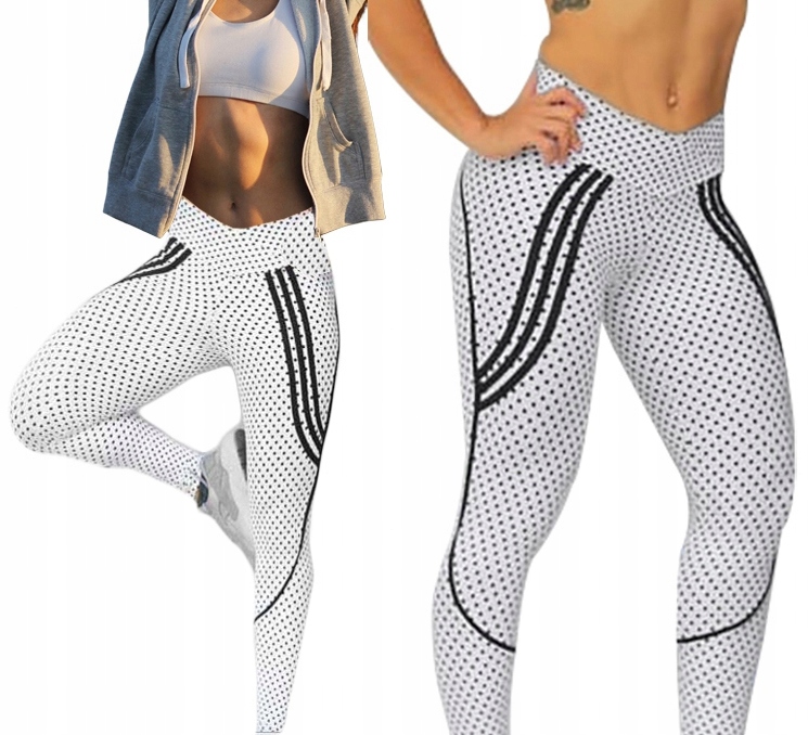 

Legginsy Wysoki Stan Białe Fitness Joga Gym 5230 L