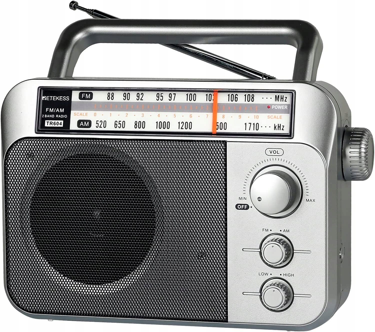Přenosné Am/fm rádio Retekess TR604 (stříbrné) – vhodné pro seniory