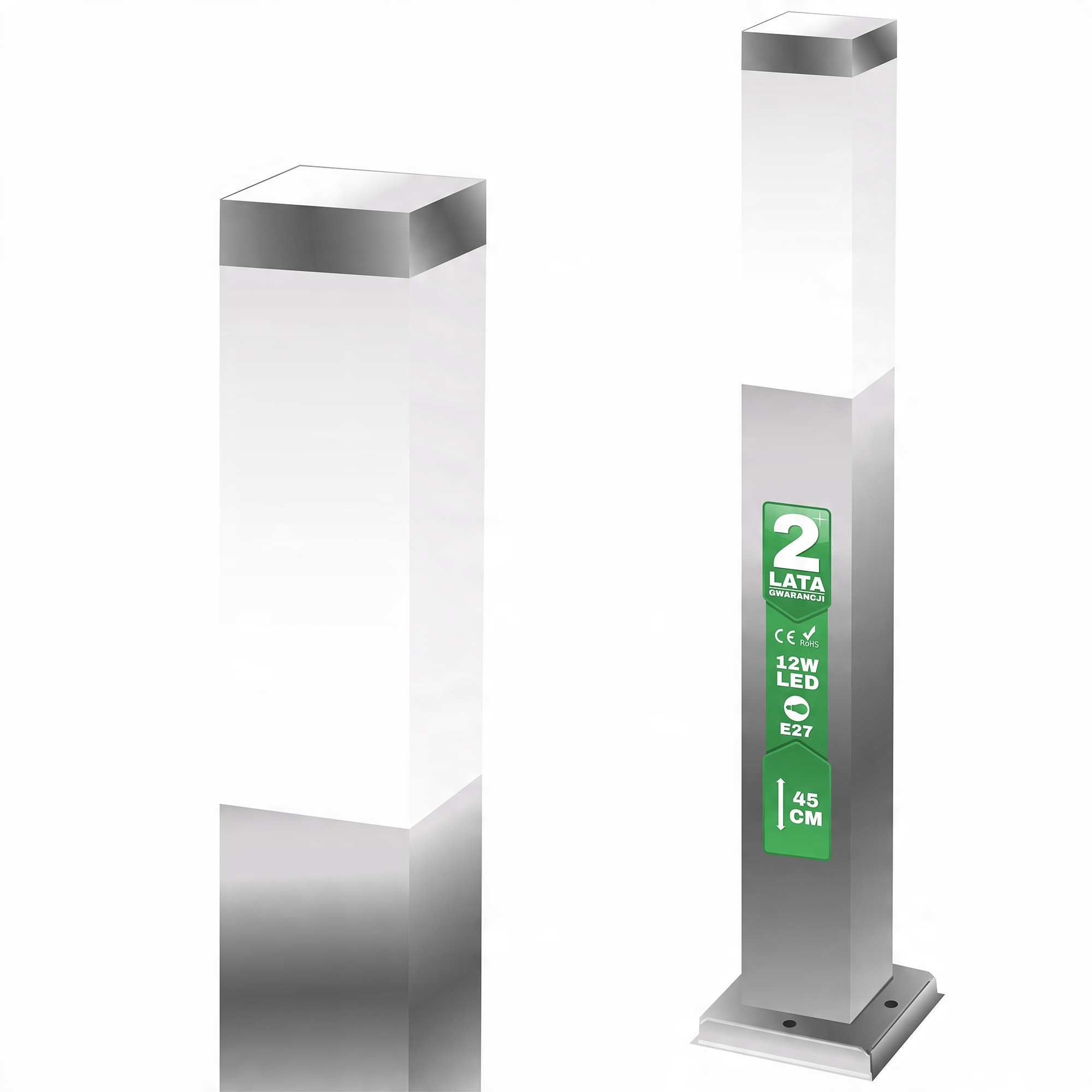 

Lampa Ogrodowa Stojąca E27 Kwadratowa Słupek 45cm