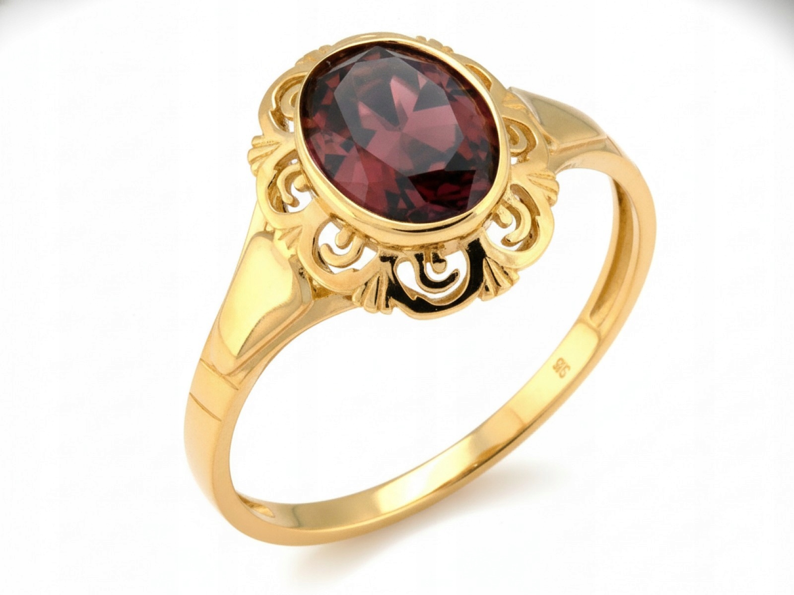 Zlatý prstýnek 585 s Rodolitem, ažurový ovál 22r jako dárek 3.32 g