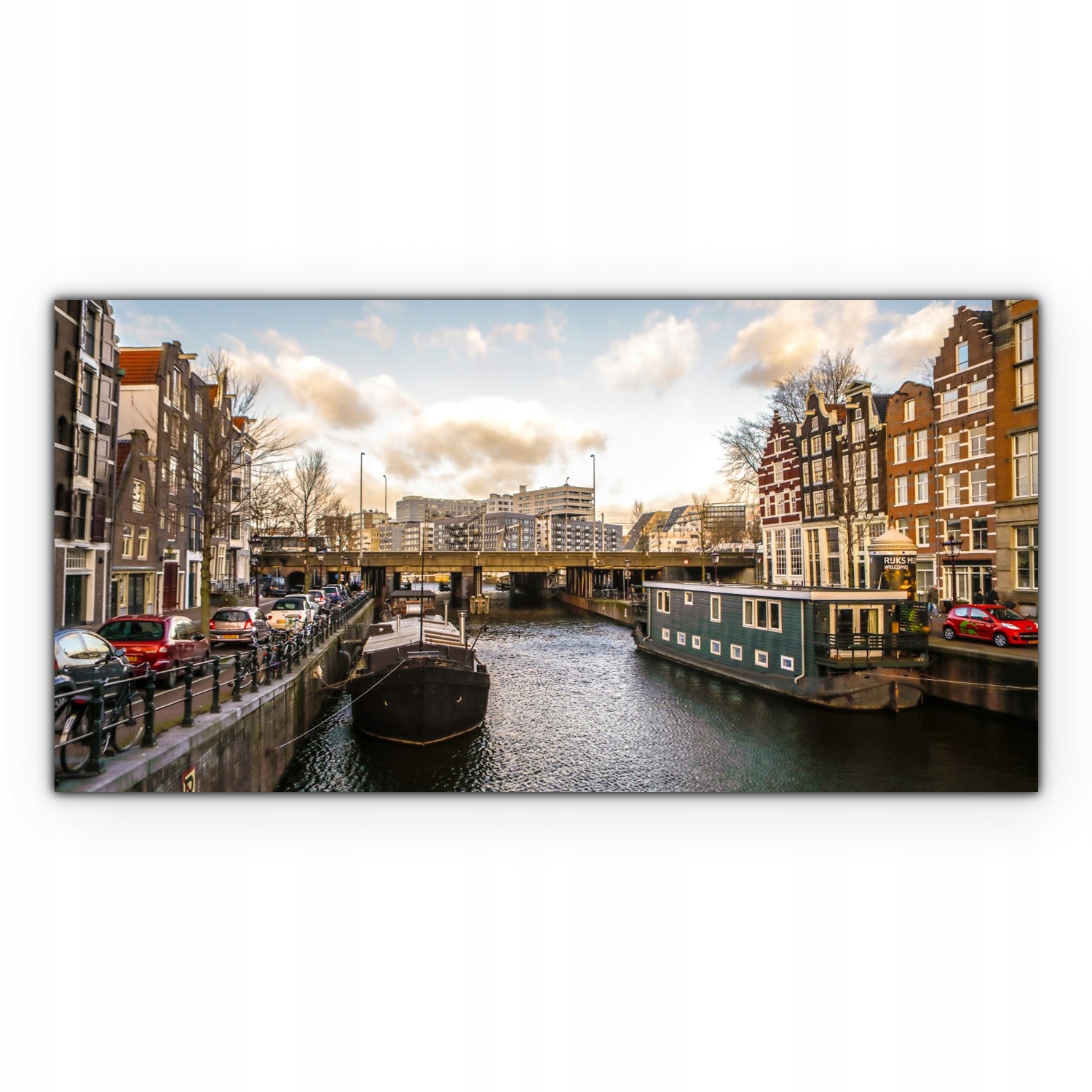 

foto-obraz na płótnie 120x60 Łódki Kanał Amsterdam