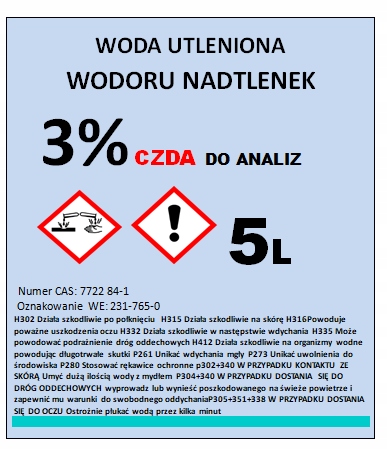 

nadtlenek wodoru 3% czda 5l woda utleniona