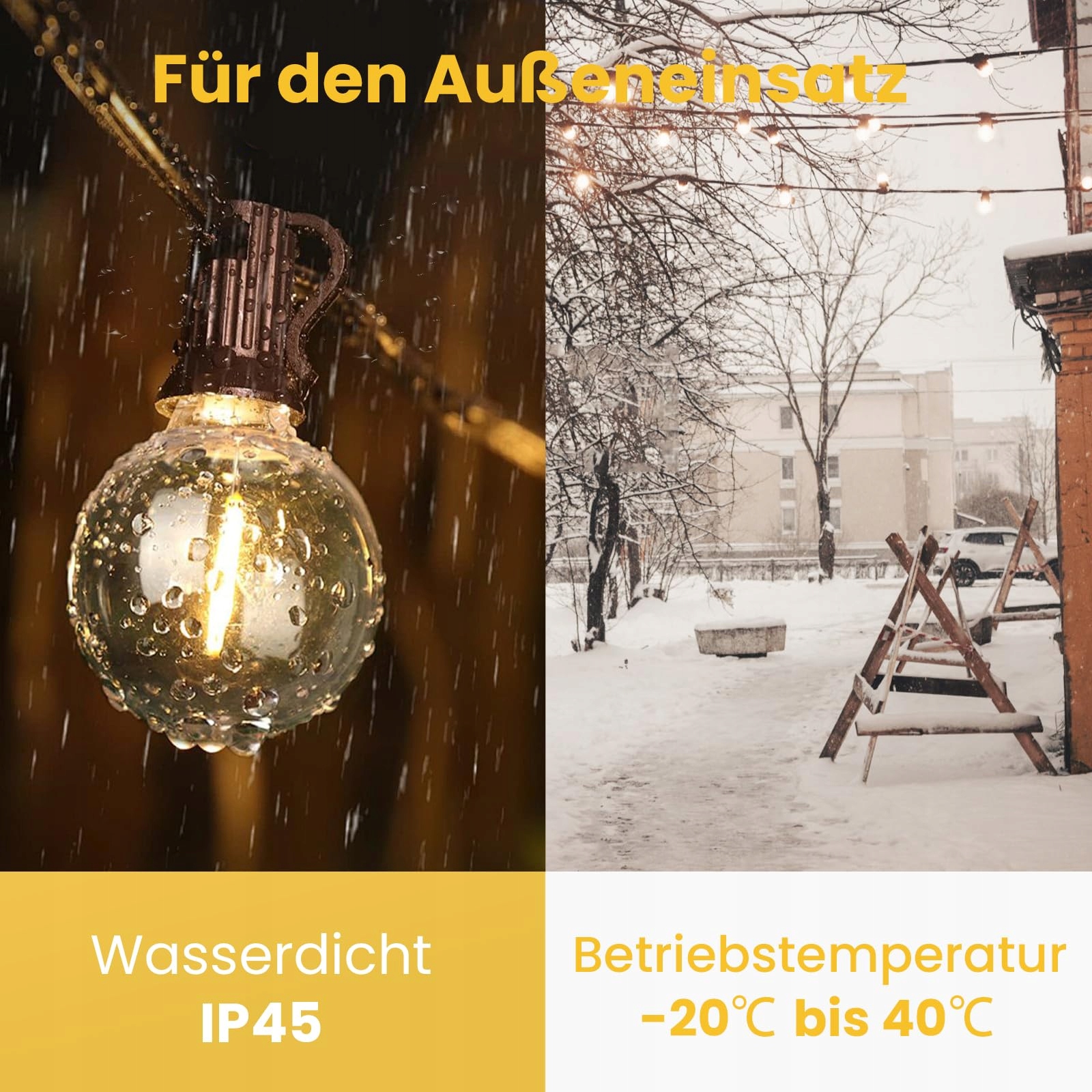 YUUSEI 15M Lampki LED Zewnętrzne Pilot 25 Plastikowych Żarówek IP45 — miniatura 5