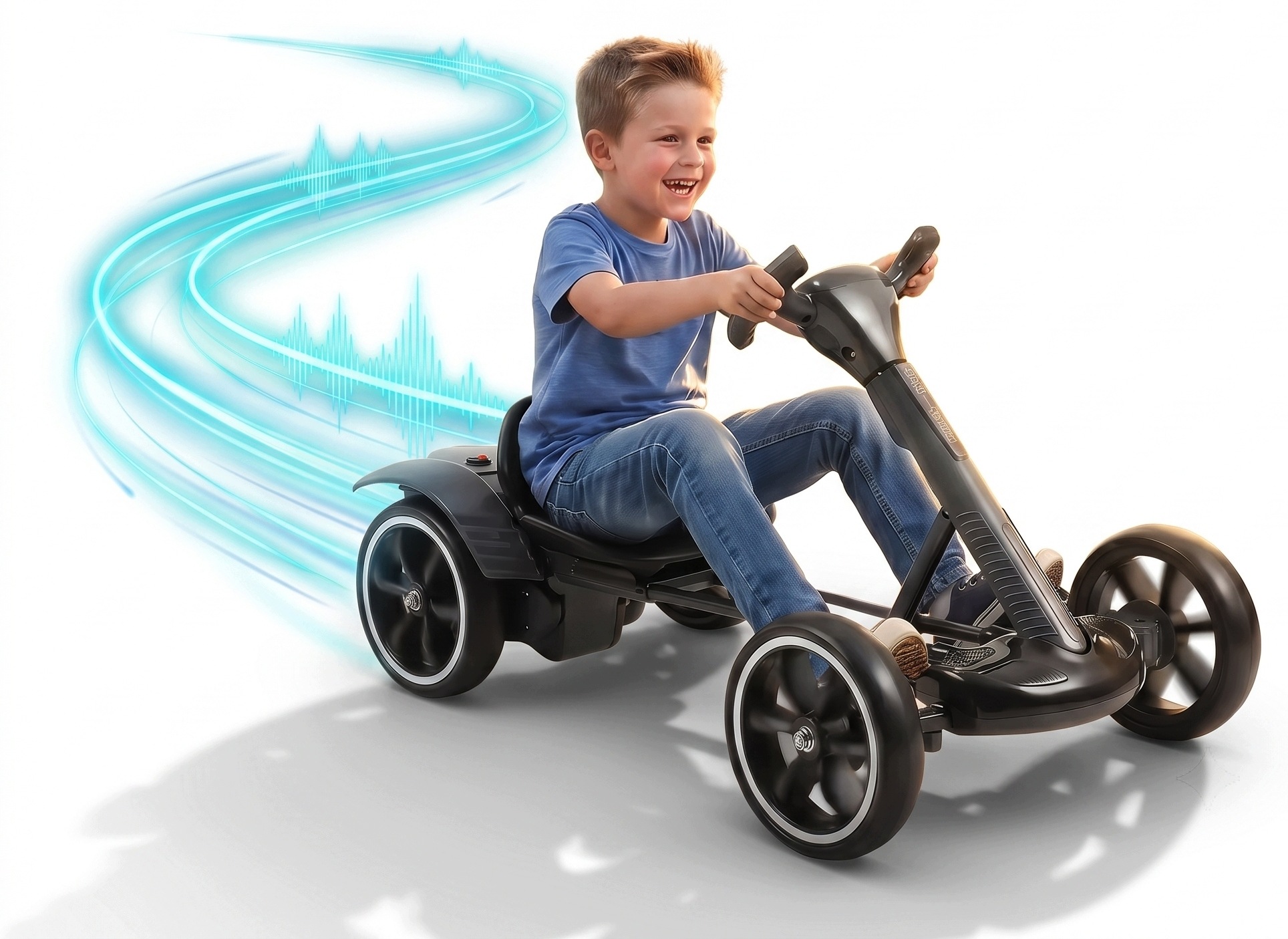 Elektryczny Gokart Dla Dzieci 4 Koła Terenowy, Wytrzymała Zjeżdżalnia Na Zewnątrz