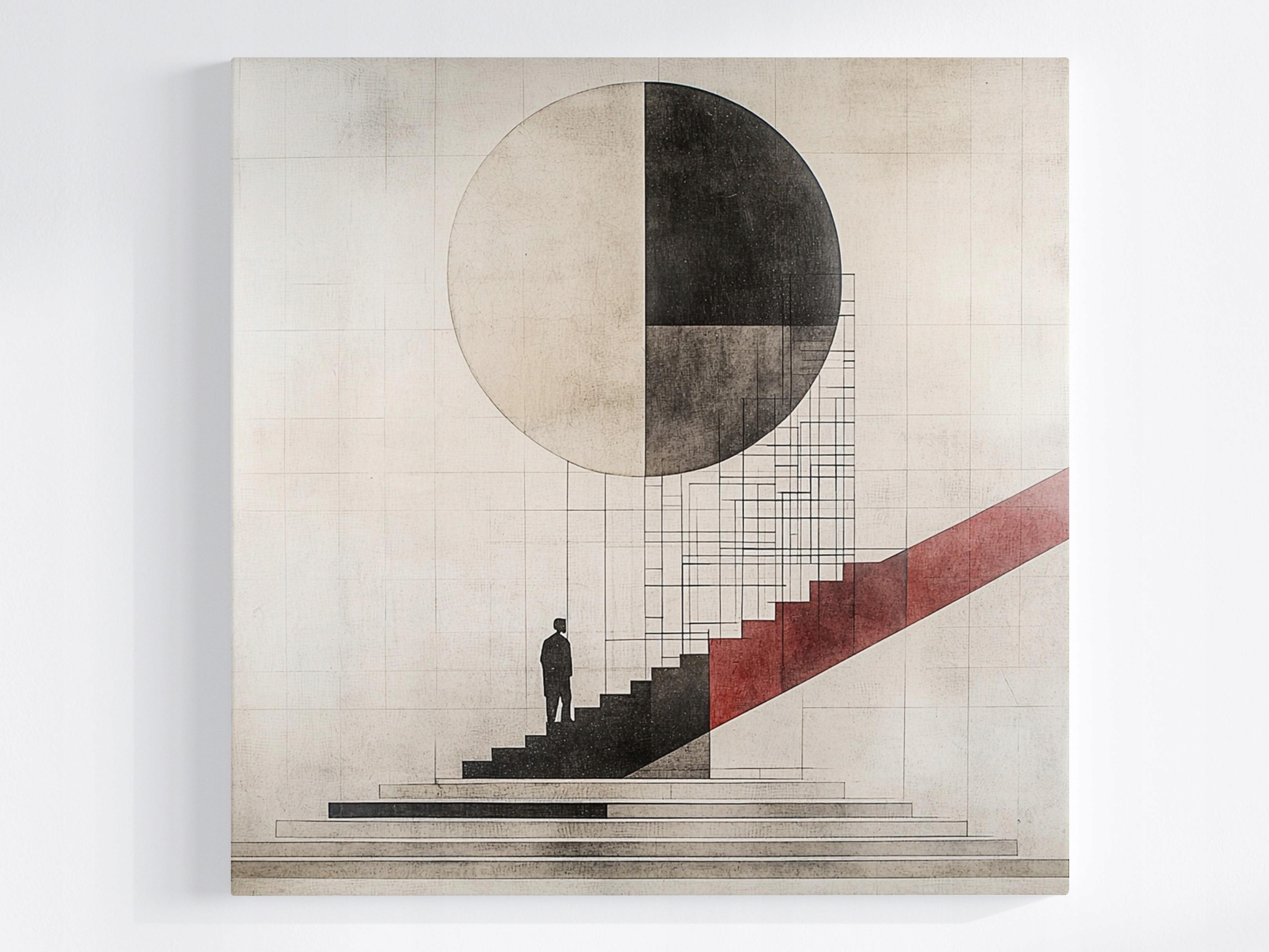 Obraz Na Plátně Canvas Abstrakce Bauhaus Schody Kolo Geometrie 80x80